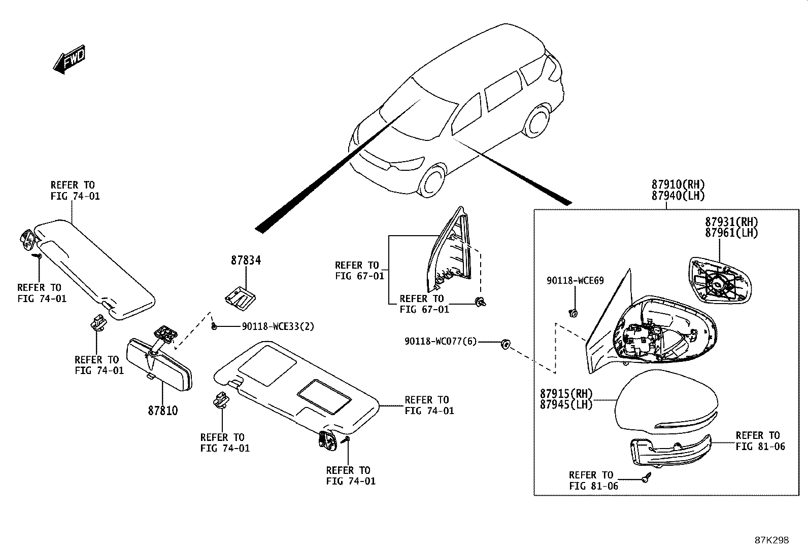 87945-WC049 COVER, OUTER MIRROR, LH product image