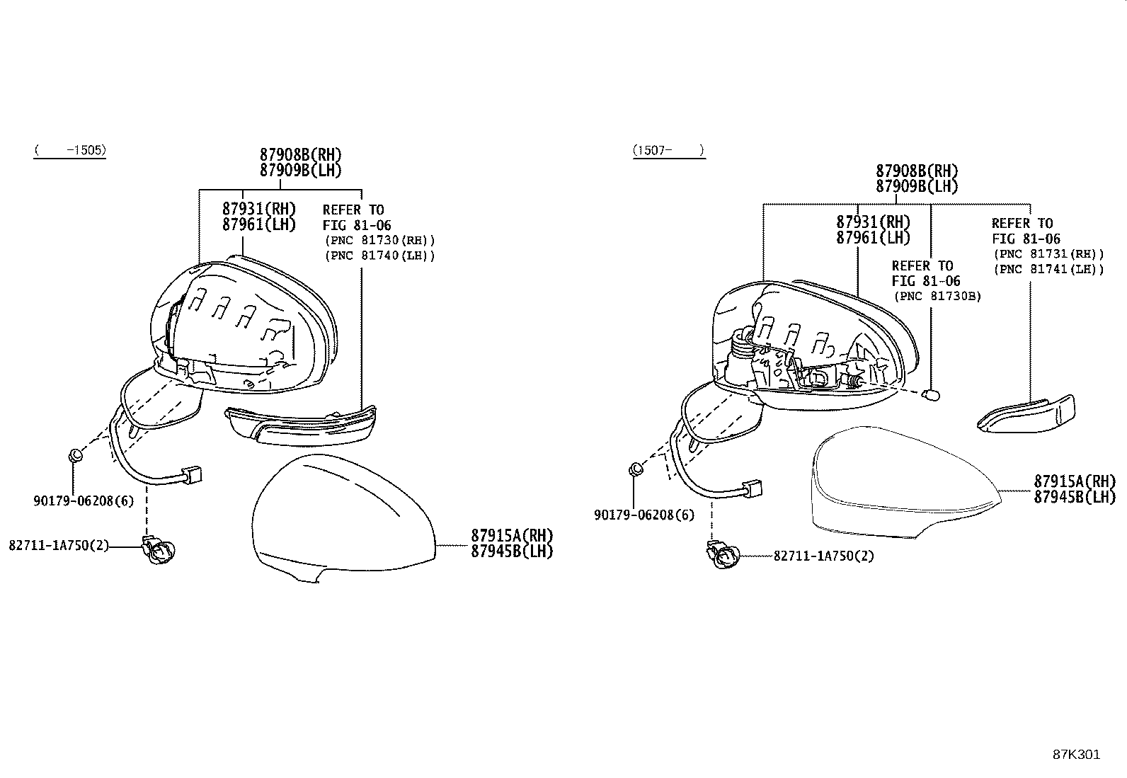 87945-05090-B2 COVER, OUTER MIRROR, LH product image