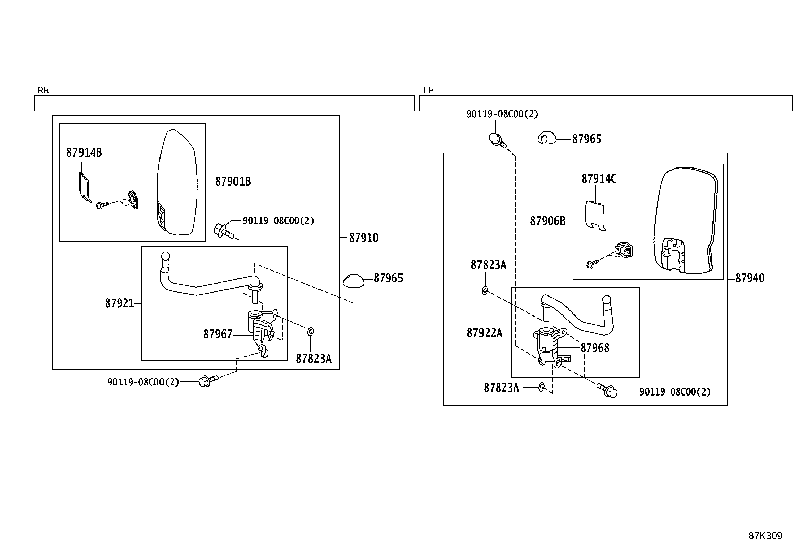 87922-0W170 ARM, OUTER REAR VIEW MIRROR, LH product image