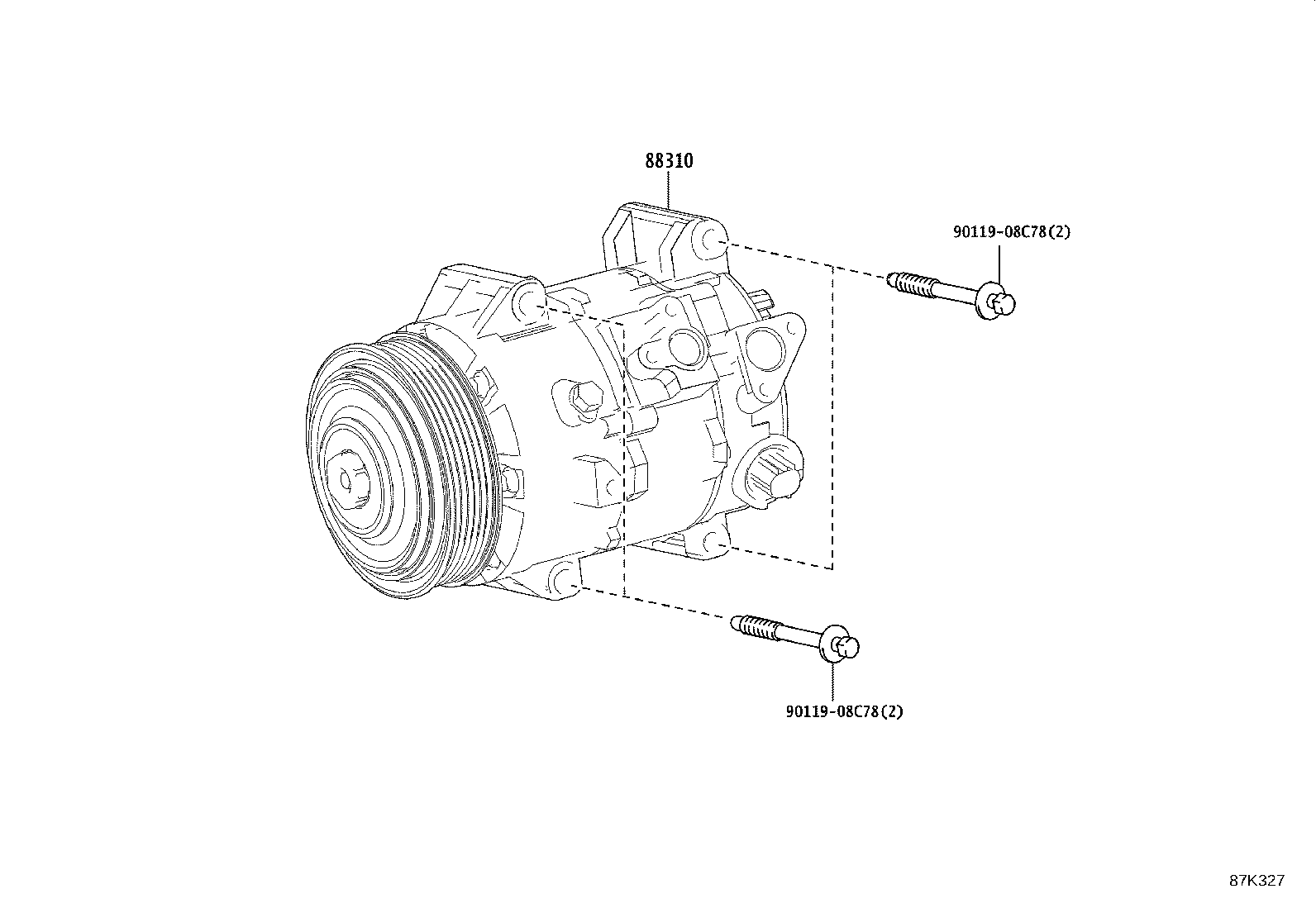 88310-78040 COMPRESSOR ASSY, W/PULLEY product image