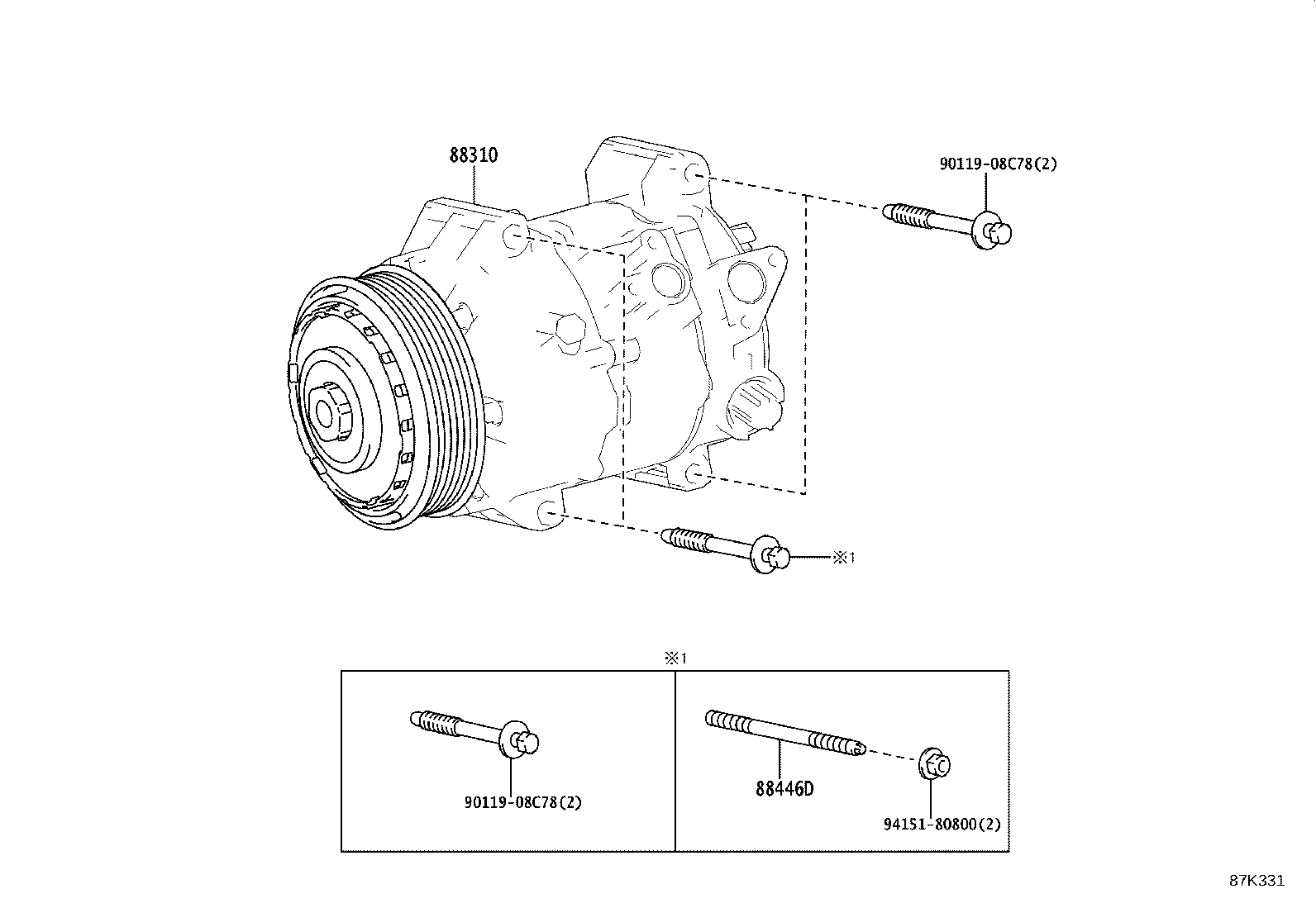 88310-78040 COMPRESSOR ASSY, W/PULLEY product image