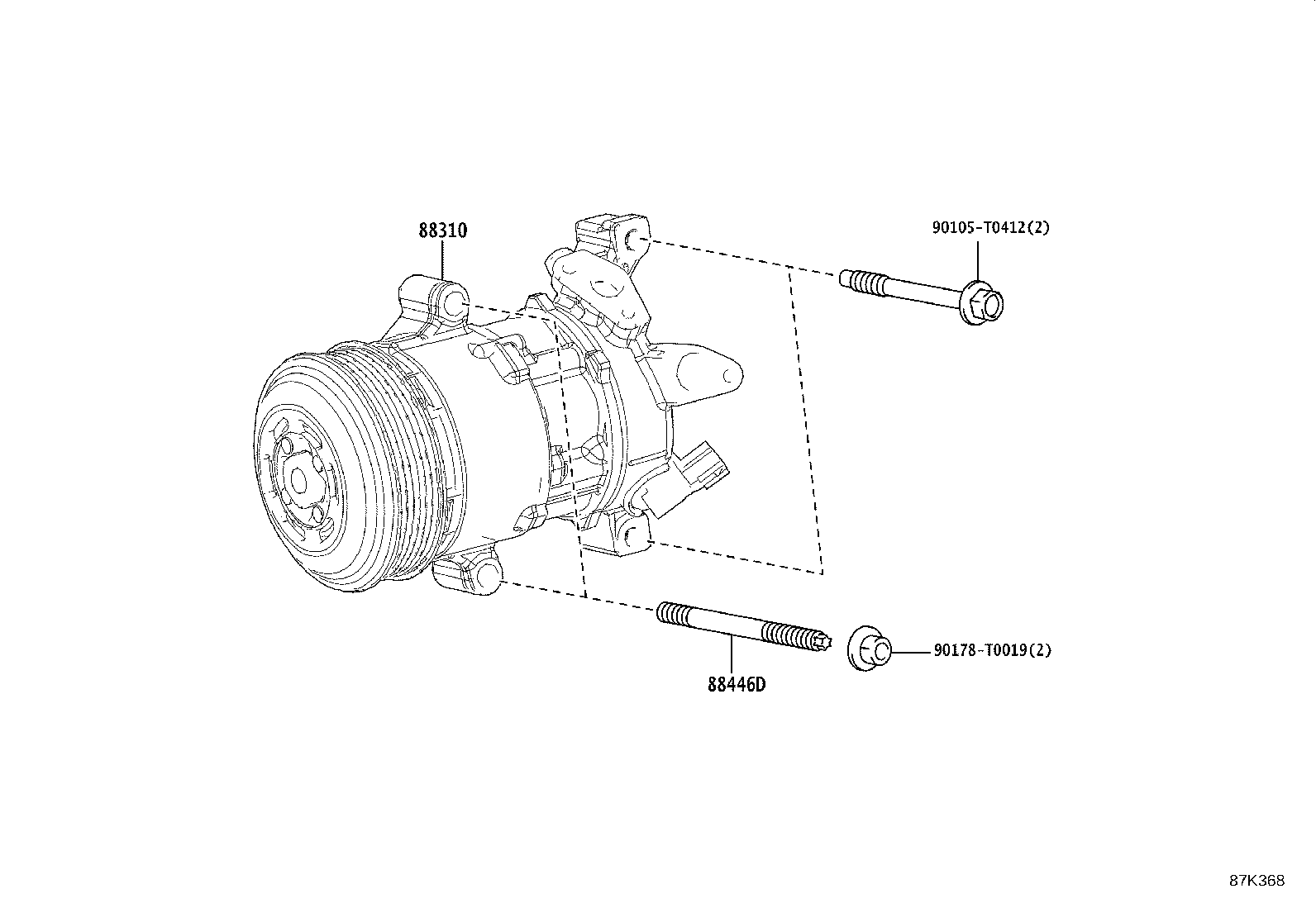 88310-0A070 COMPRESSOR ASSY, W/PULLEY product image