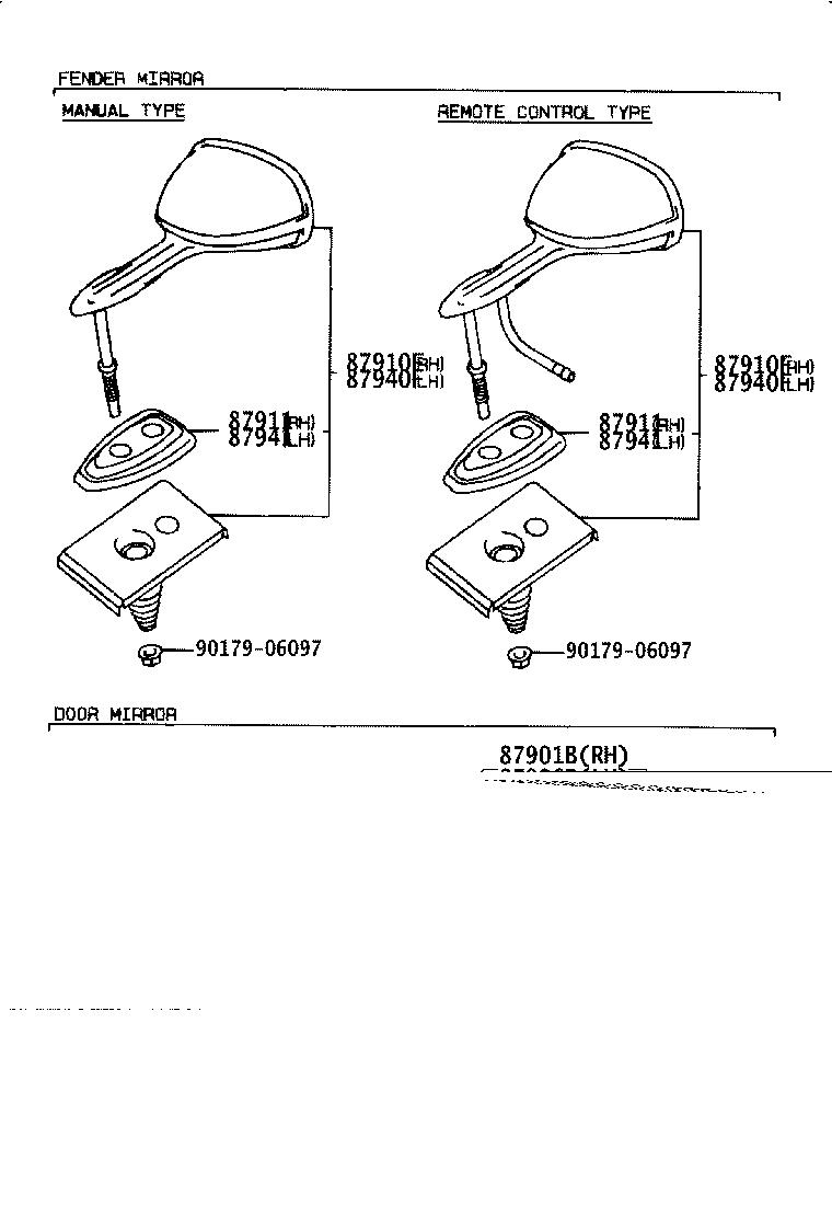 87931-22850 MIRROR SUB-ASSY, OUTER REAR VIEW, RH product image