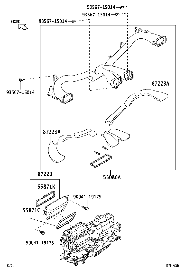 55086-BZ360 DUCT SUB-ASSY, HEATER TO REGISTER, CENTER product image