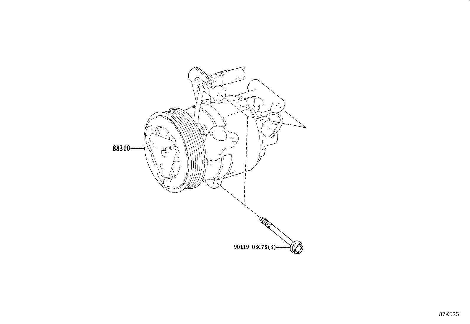 88310-0H030 COMPRESSOR ASSY, W/PULLEY product image