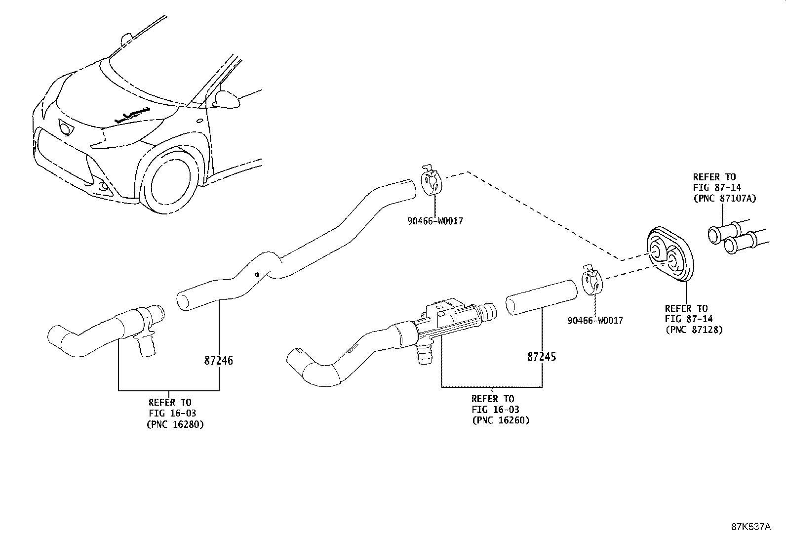 87245-K0010 HOSE, HEATER WATER, OUTLET product image