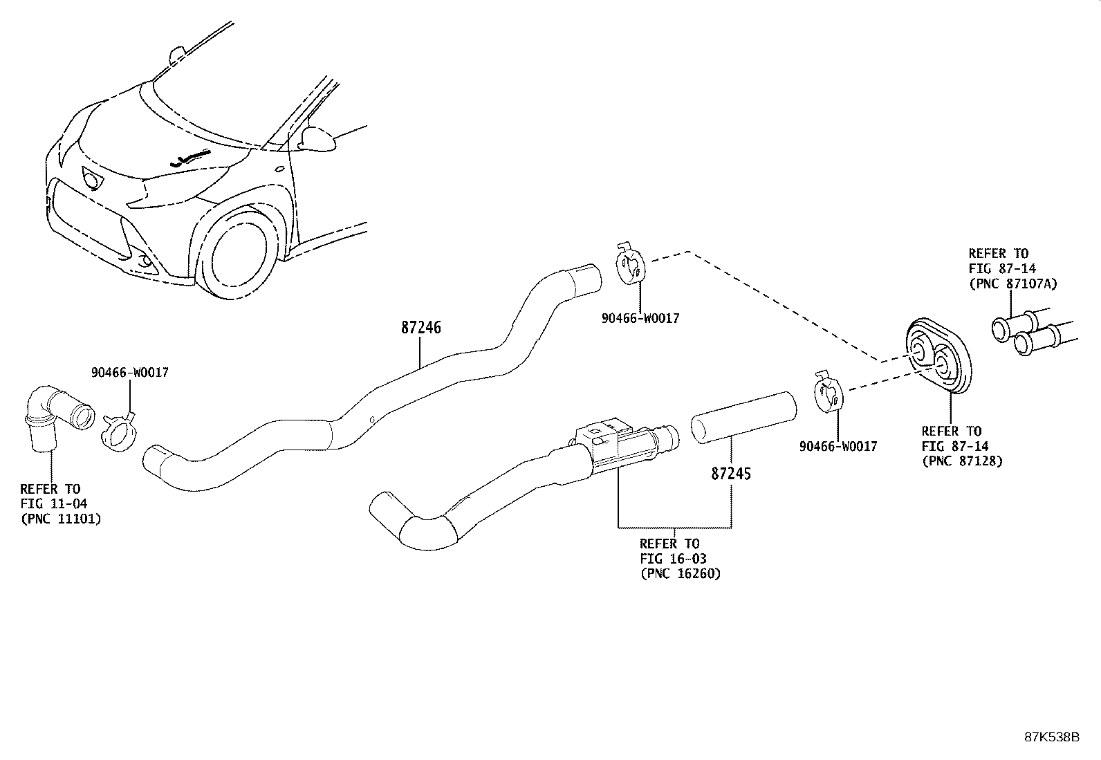 87245-K0010 HOSE, HEATER WATER, OUTLET product image