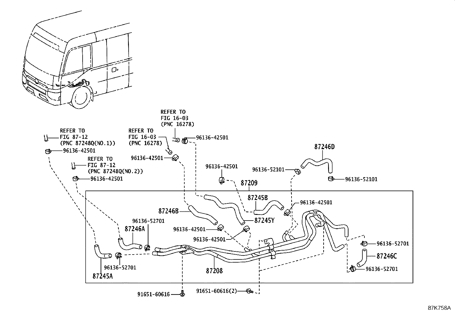 87208-36E80 PIPE SUB-ASSY, HEATER WATER, A product image