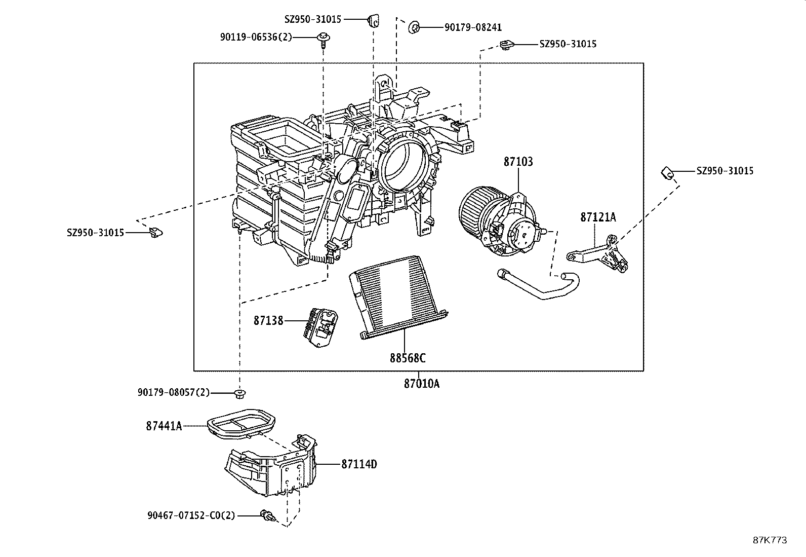87103-F1011 MOTOR SUB-ASSY, HEATER BLOWER, W/FAN product image