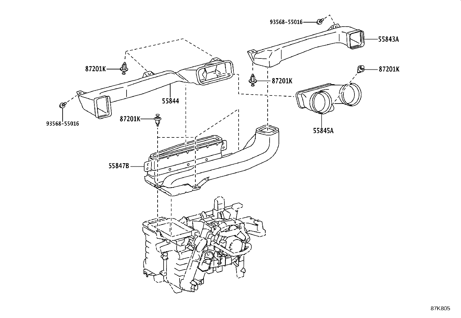 55844-F1010 DUCT, HEATER TO REGISTER, NO.2 product image