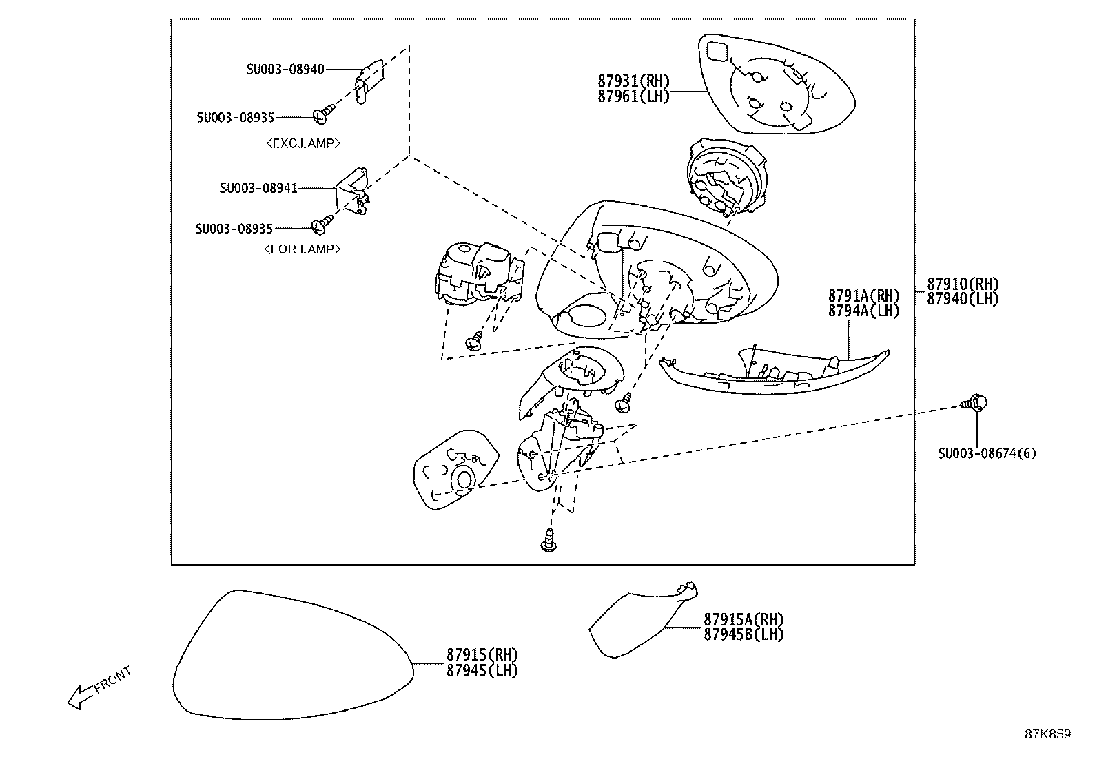 SU003-08573 BASE, INNER REAR VIEW MIRROR product image