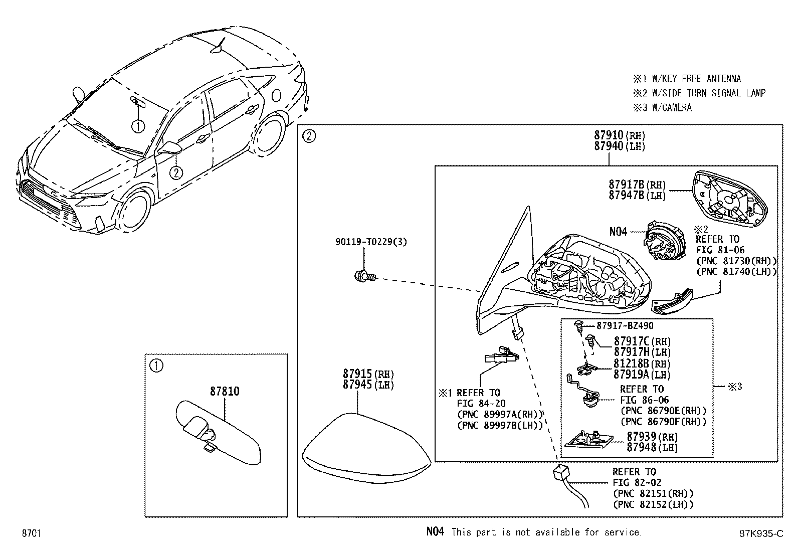 87902-02110 MIRROR, OUTER REAR VIEW, RH product image