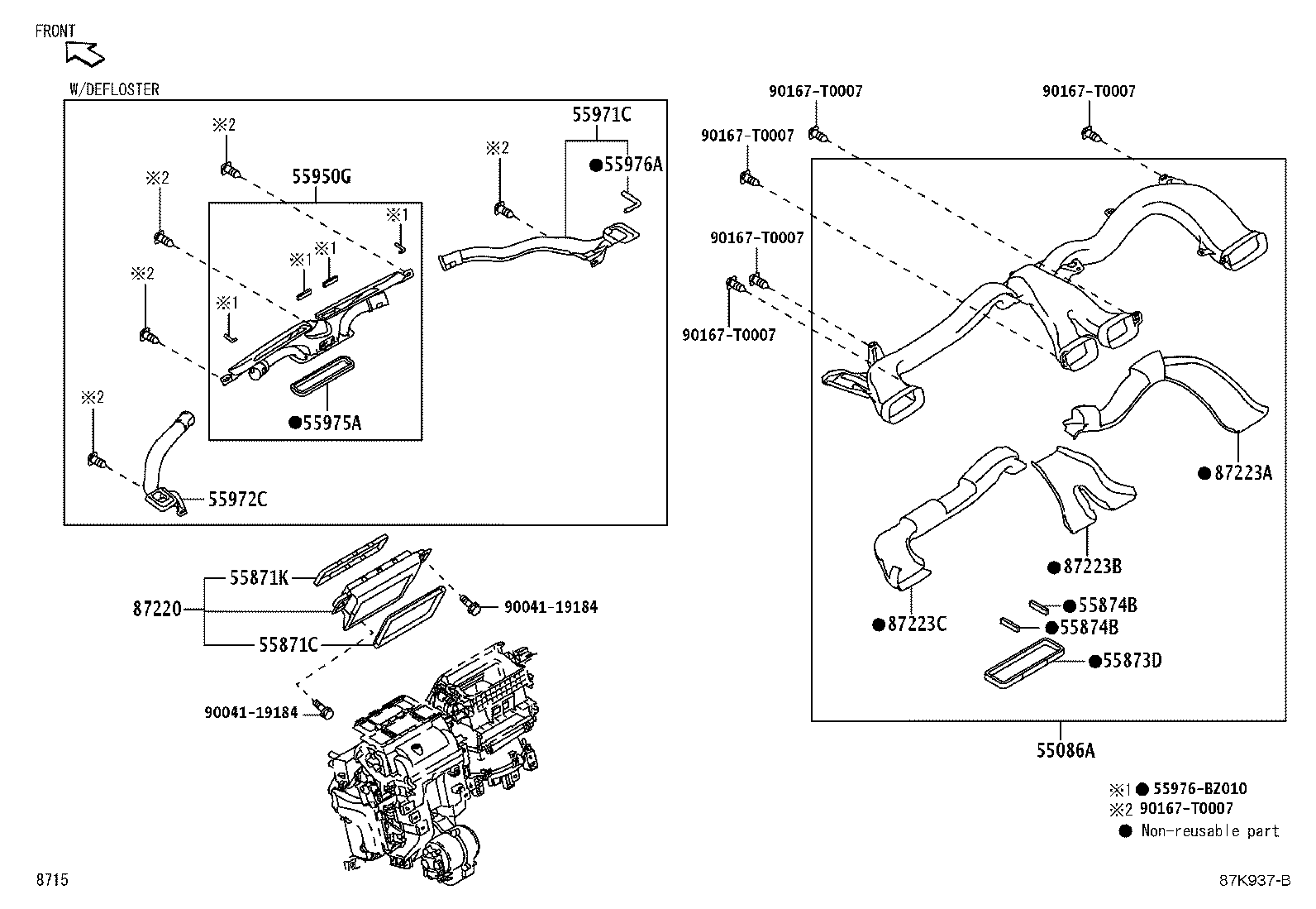 55962-BZ080 DUCT, SIDE DEFROSTER NOZZLE, NO.2 product image