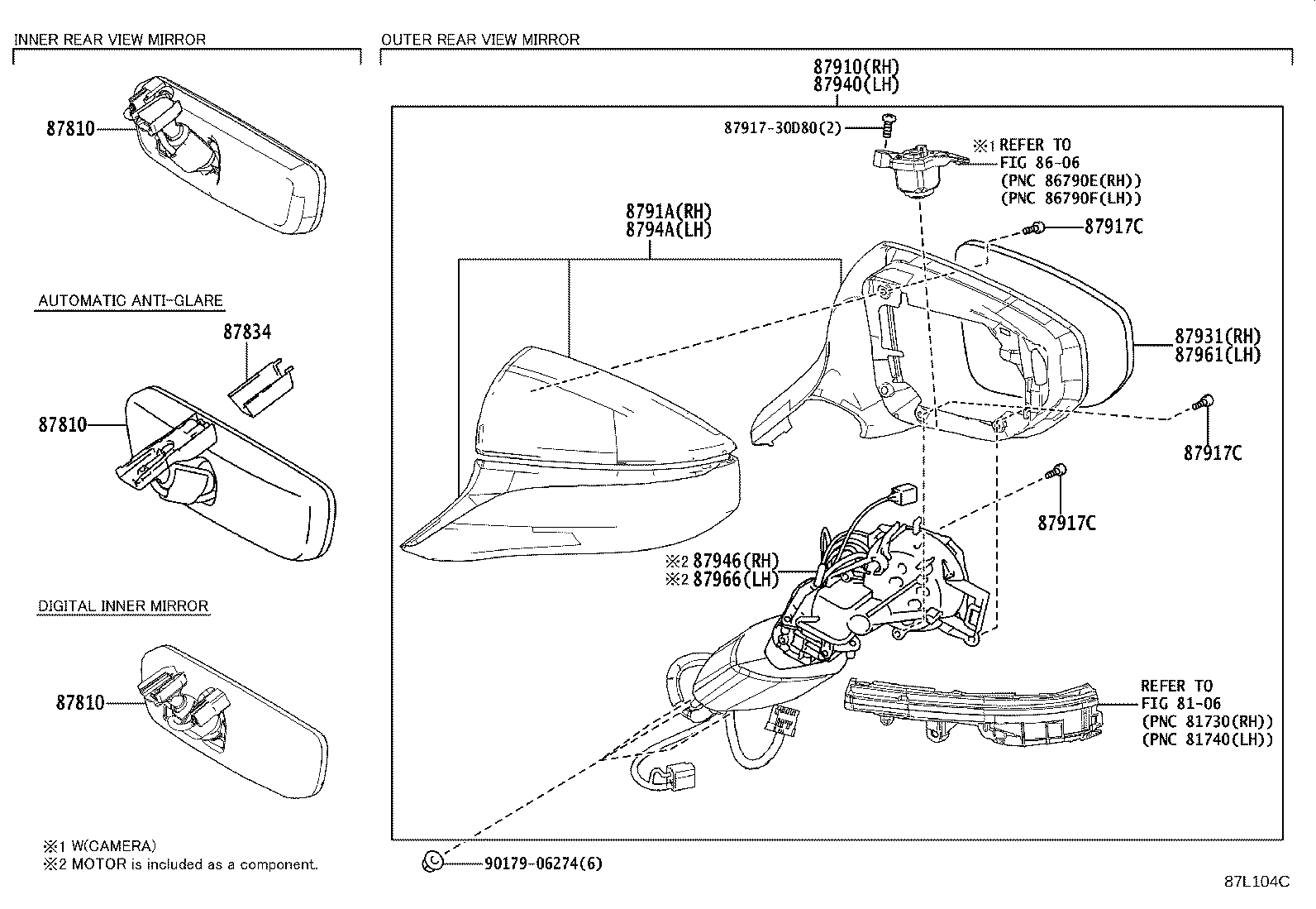 87908-76520-B2 RETRACTOR, OUTER MIRROR, RH product image
