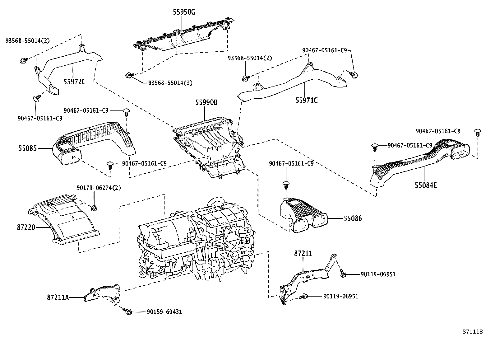 55085-52080 DUCT SUB-ASSY, HEATER TO REGISTER, NO.2 product image