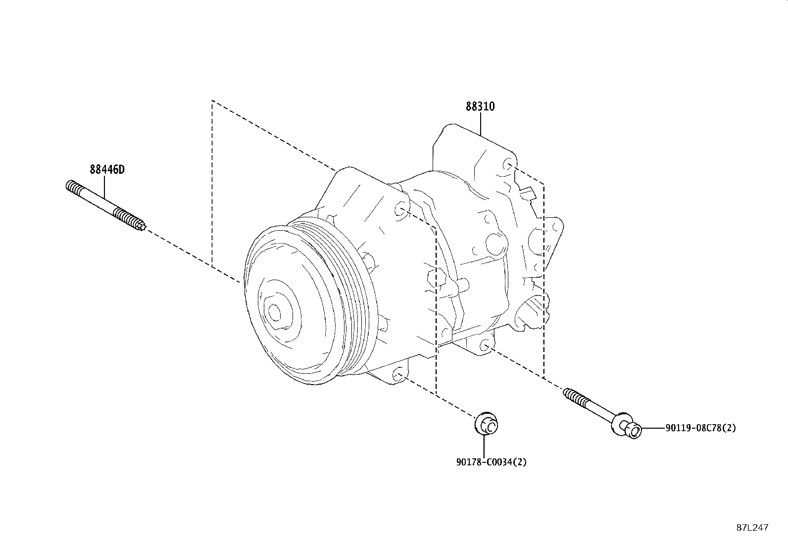 88310-0E200 COMPRESSOR ASSY, W/PULLEY product image