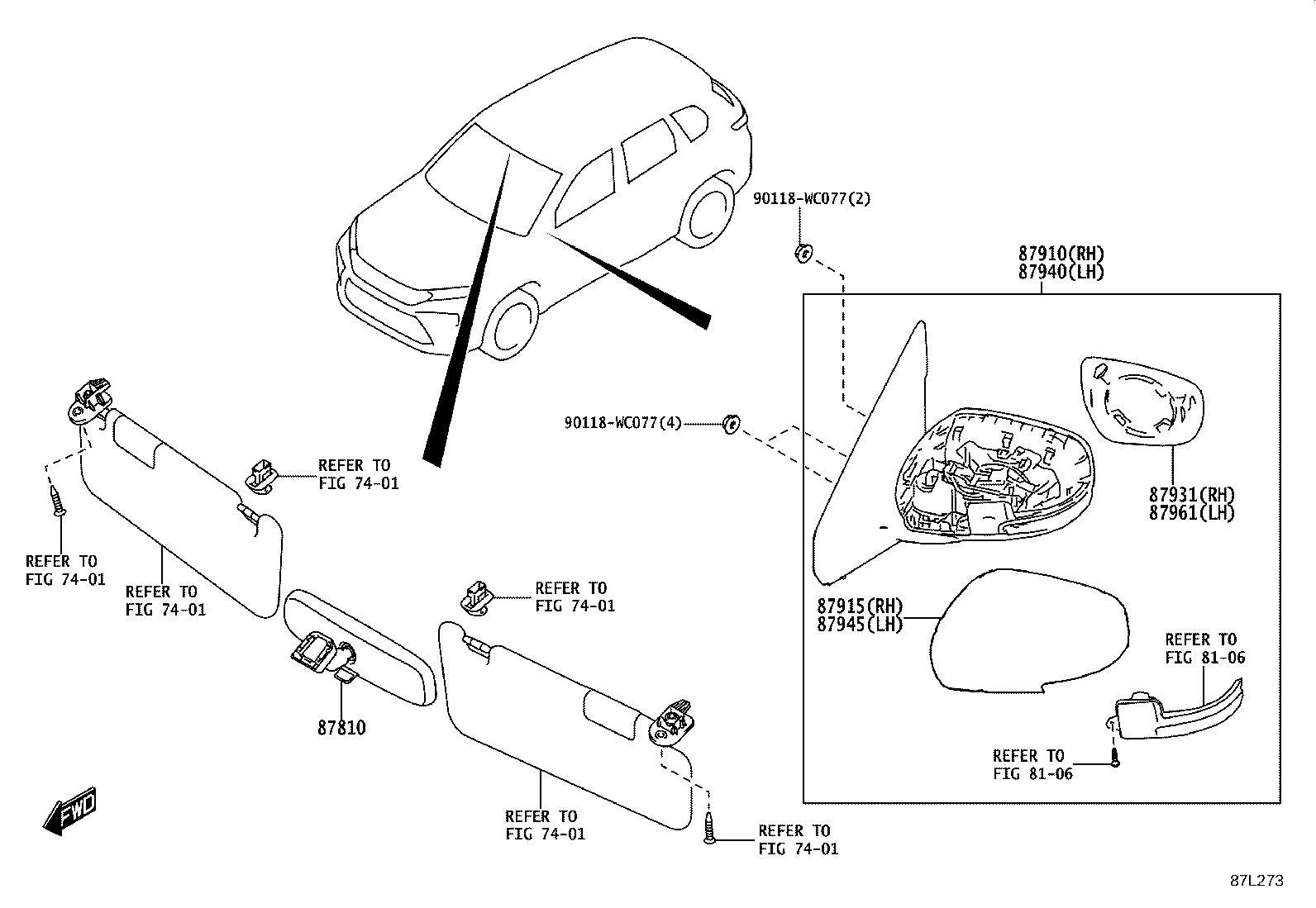 87931-WC008 OUTER MIRROR, RH product image