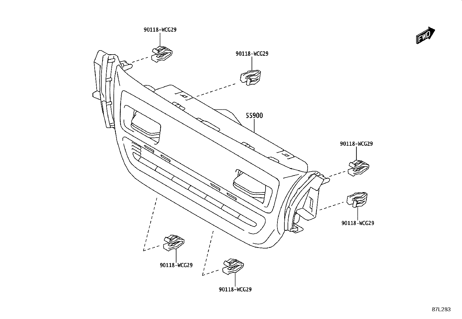 55086-WC002 DUCT, HEATER TO REGISTER, CENTER product image