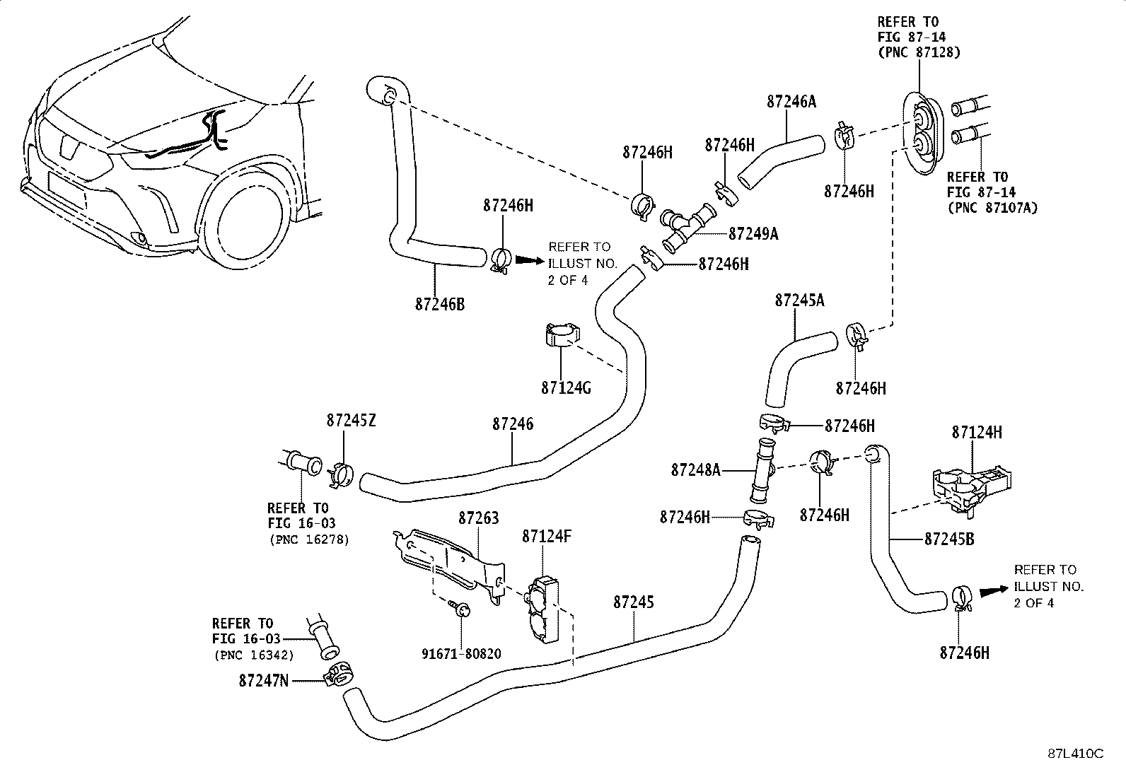 87207-0E090 PIPE SUB-ASSY, HEATER WATER, B product image