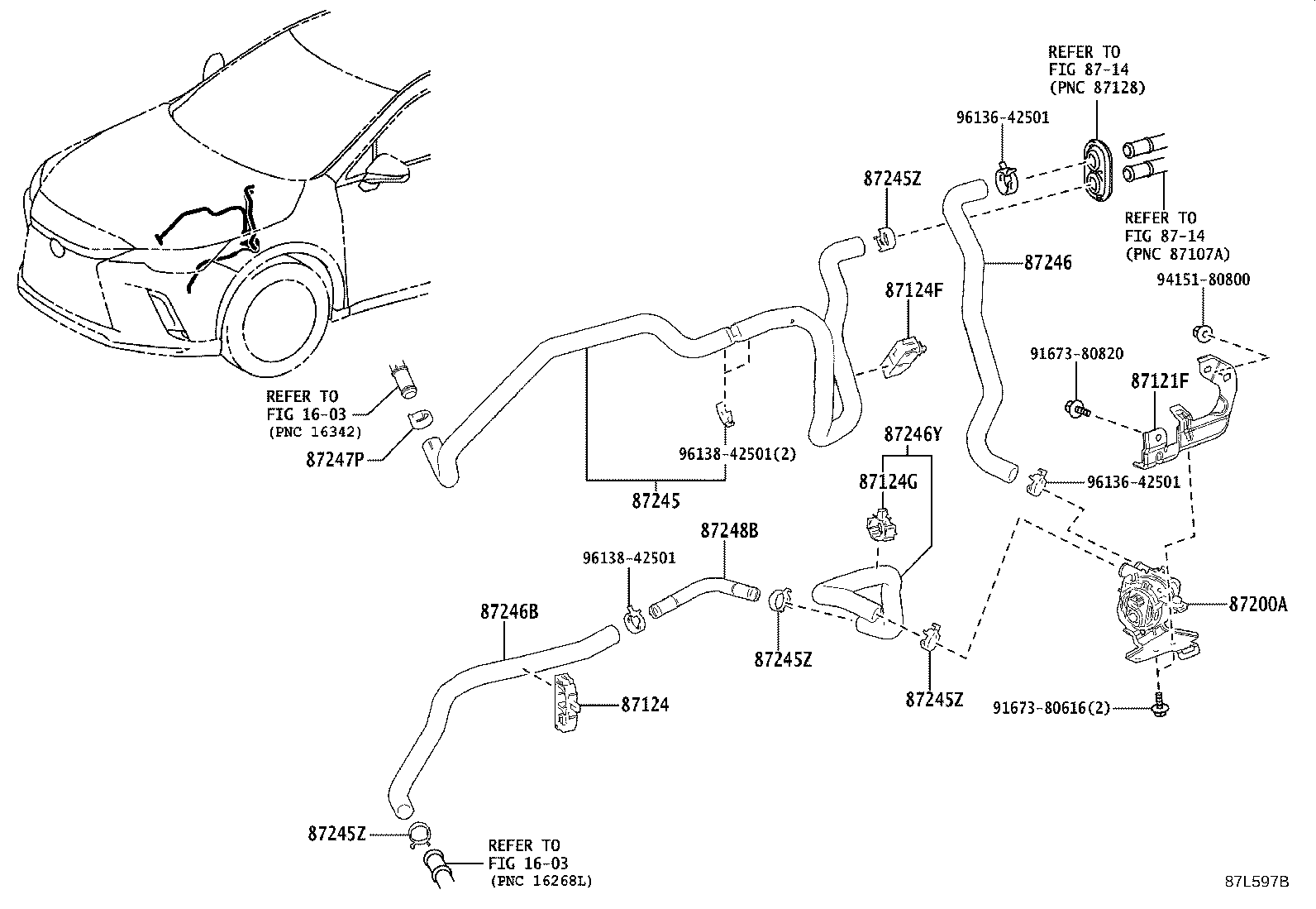 16581-36140 CLAMP, HEATER HOSE, NO.1 product image