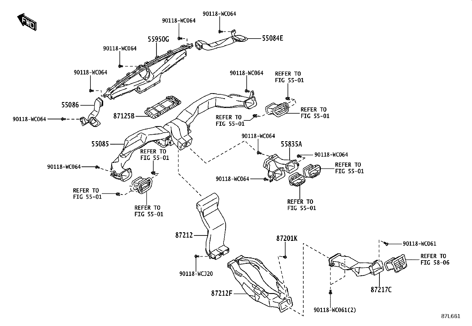 55870-WC013 DUCT SUB-ASSY, HEATER TO REGISTER, NO.2 product image