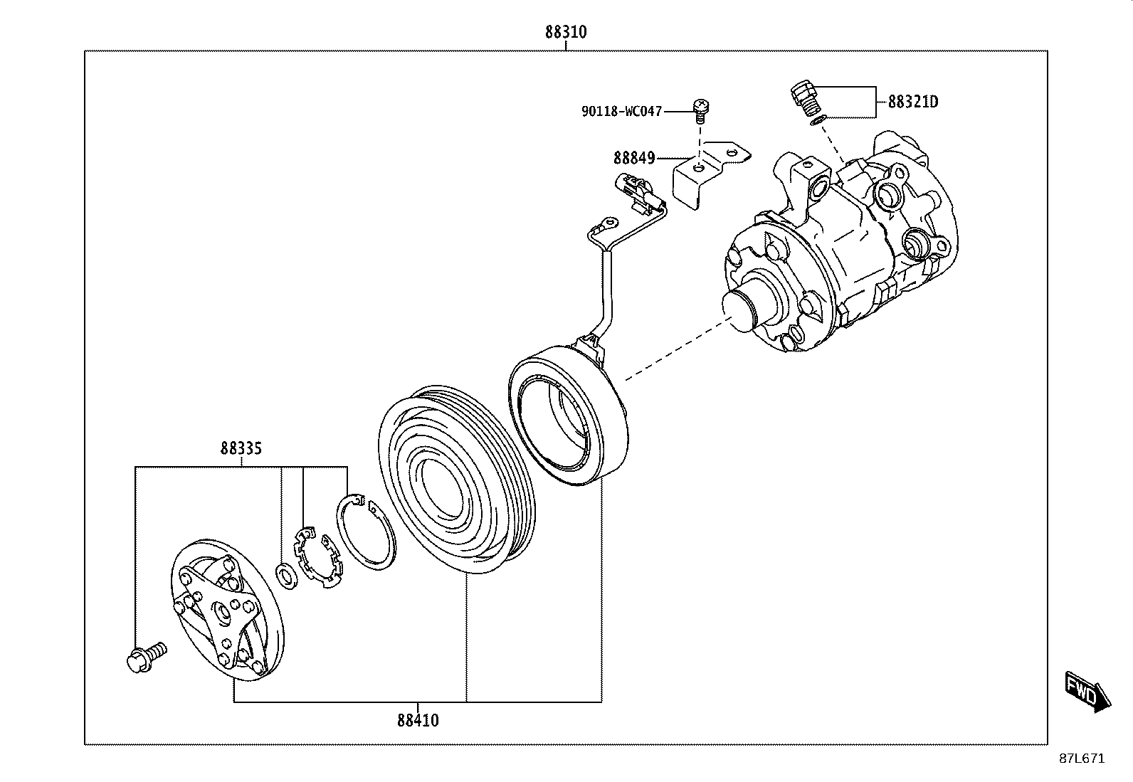 88310-WC009 COMPRESSOR ASSY, W/PULLEY product image