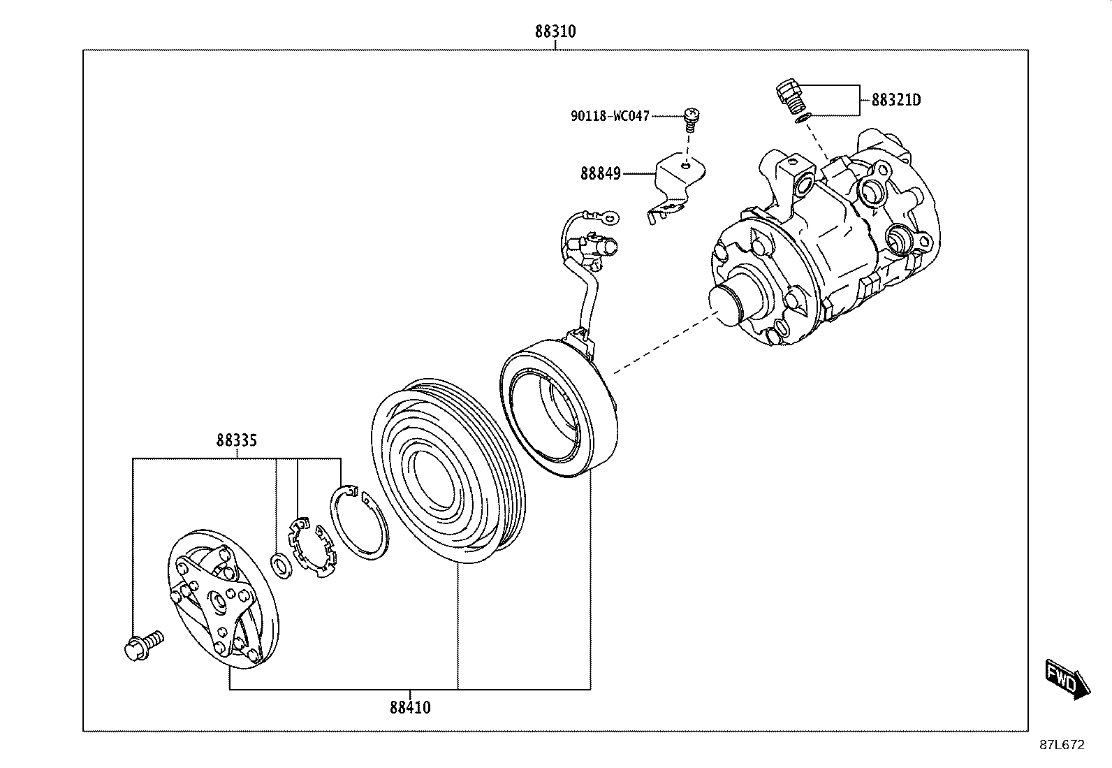 88310-WC009 COMPRESSOR ASSY, W/PULLEY product image