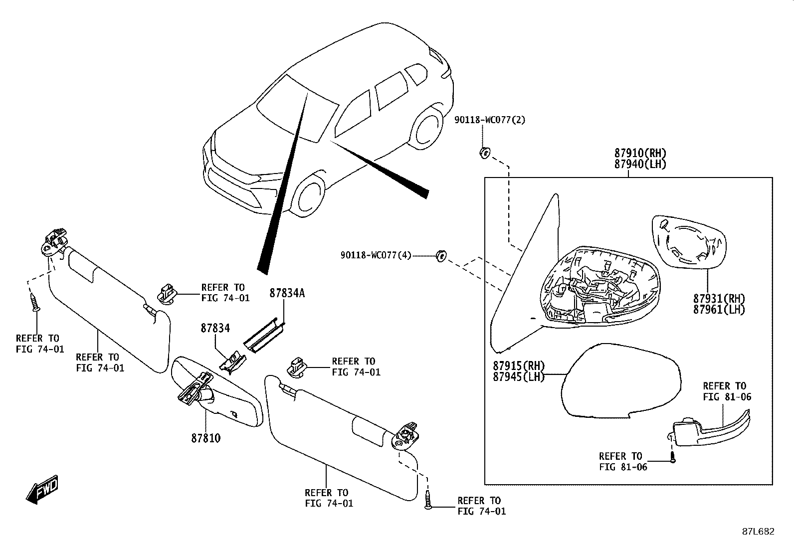 87931-WC009 OUTER MIRROR, RH product image