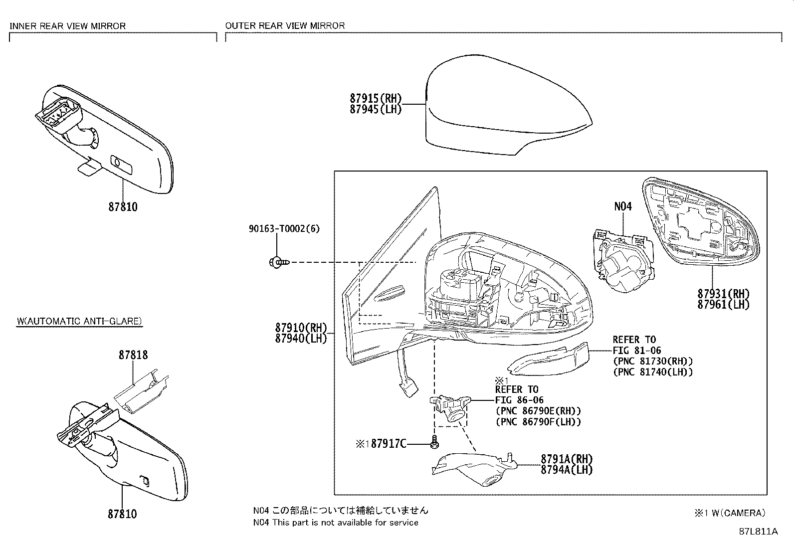 87940-0DF40 MIRROR ASSY, OUTER REAR VIEW, LH product image