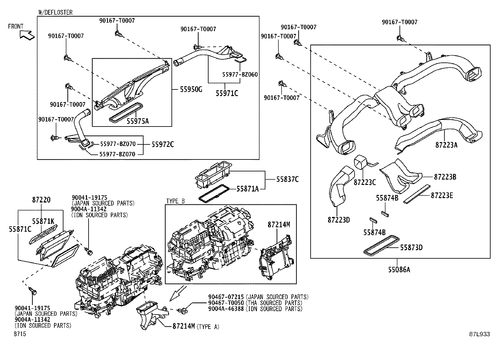 55086-BZ460 DUCT SUB-ASSY, HEATER TO REGISTER, CENTER product image