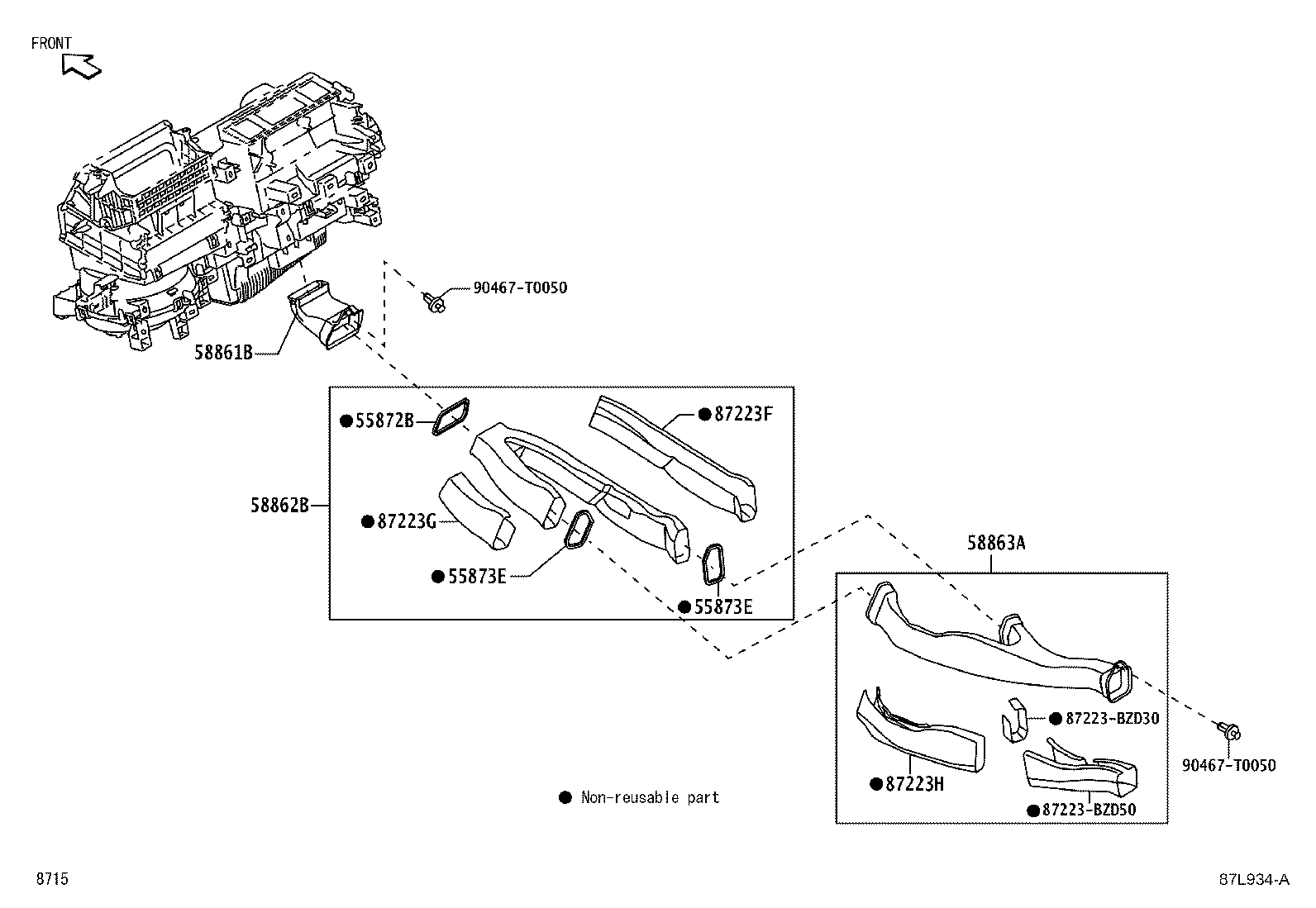 55086-BZ460 DUCT SUB-ASSY, HEATER TO REGISTER, CENTER product image