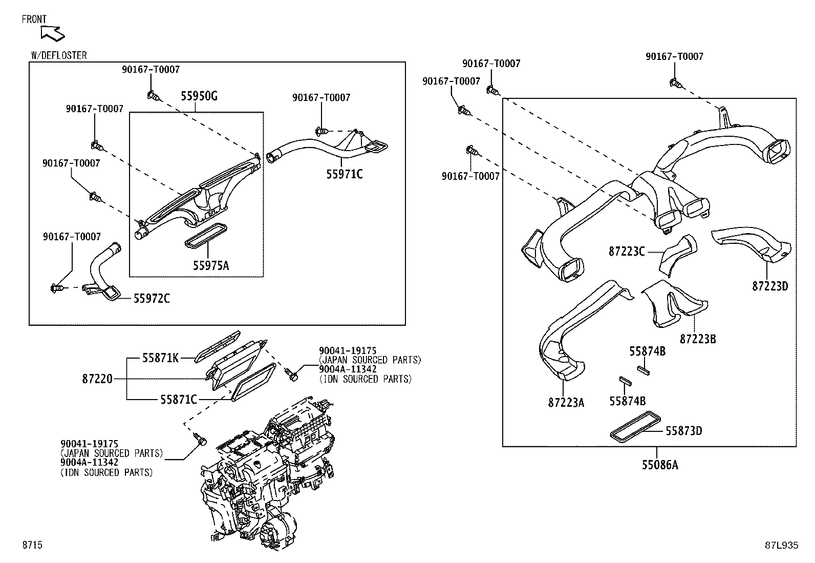 55086-BZ460 DUCT SUB-ASSY, HEATER TO REGISTER, CENTER product image