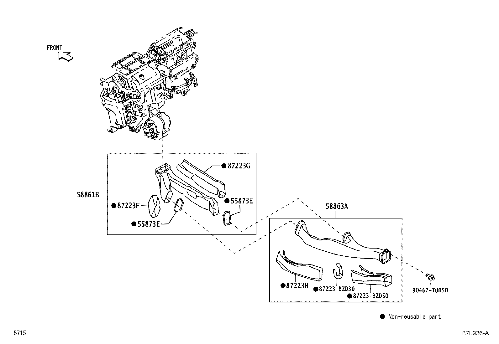 55086-BZ460 DUCT SUB-ASSY, HEATER TO REGISTER, CENTER product image