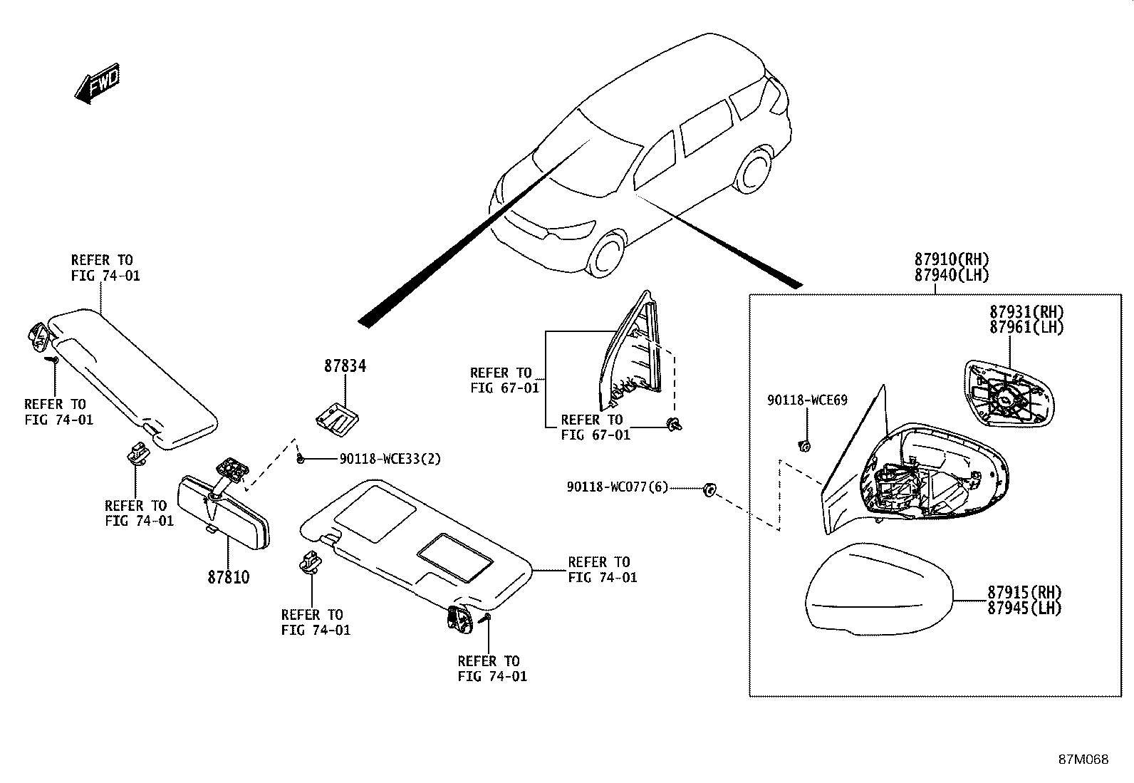 87810-WC003 MIRROR ASSY, INNER REAR VIEW product image