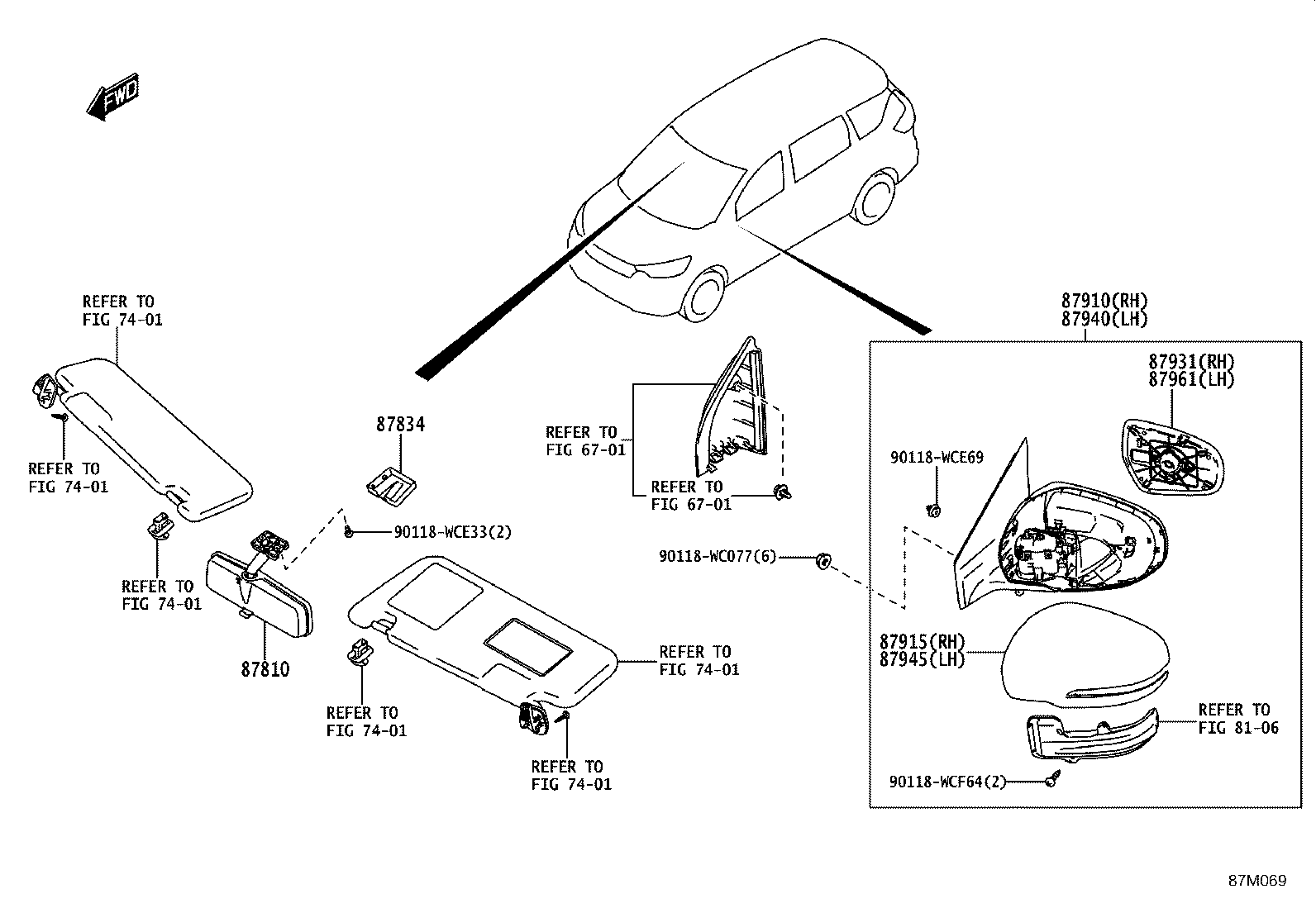 87810-WC003 MIRROR ASSY, INNER REAR VIEW product image