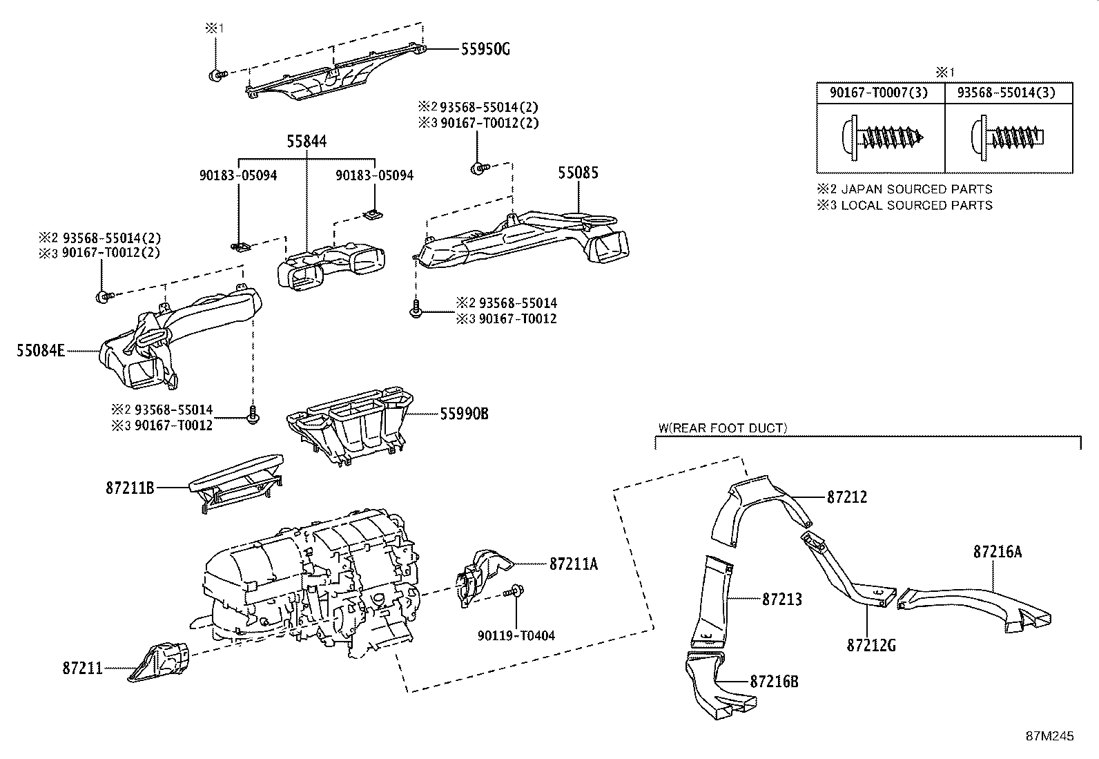 88566-0K620 DUCT, AIR, REAR NO.6 product image