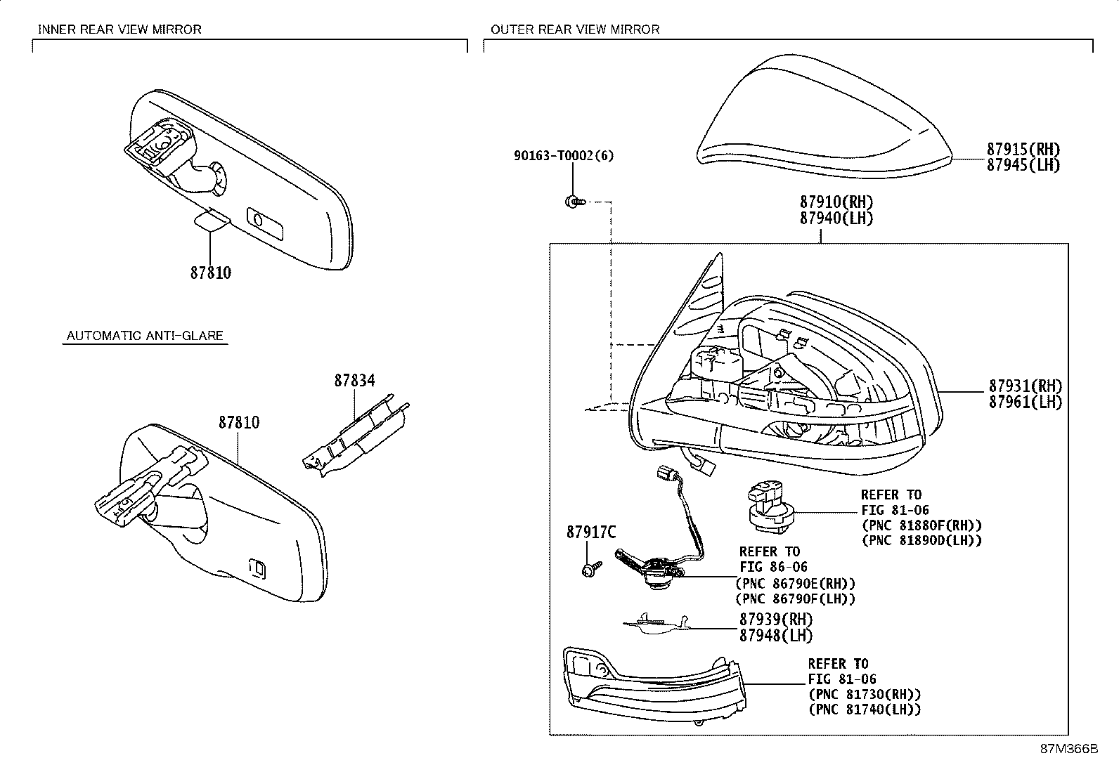 87910-0KT40 MIRROR ASSY, OUTER REAR VIEW, RH product image