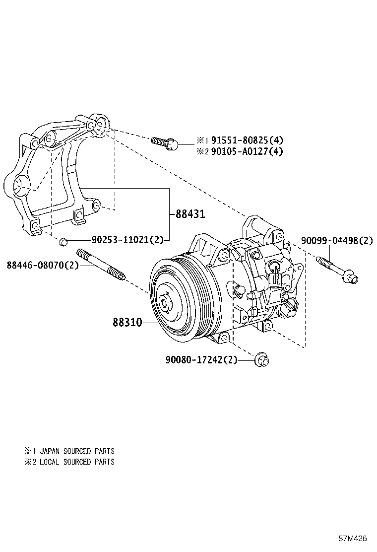88310-08082 COMPRESSOR ASSY, W/PULLEY product image