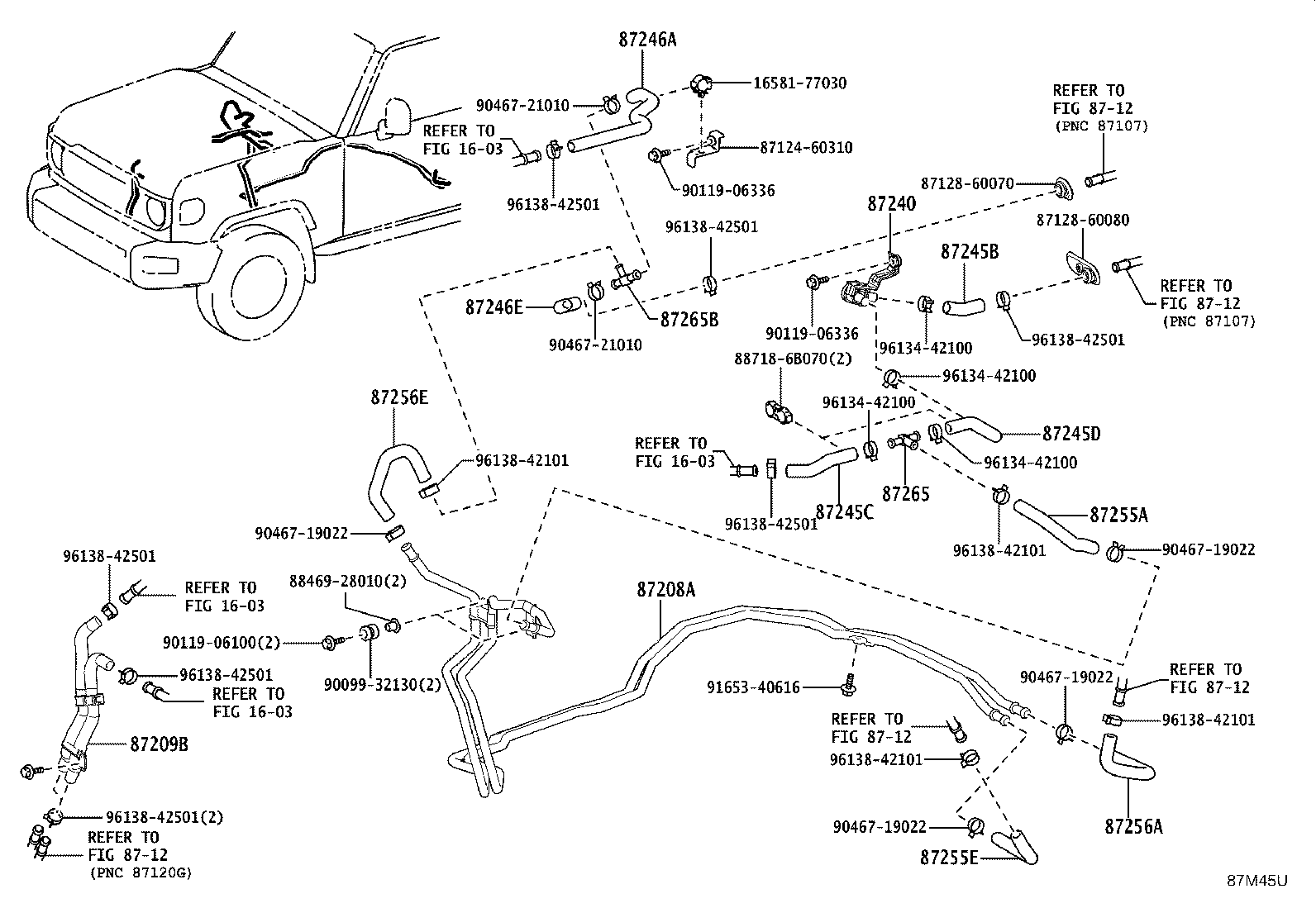 87245-60K30 HOSE, REAR HEATER WATER INLET, E(TO HEATER UNIT) product image
