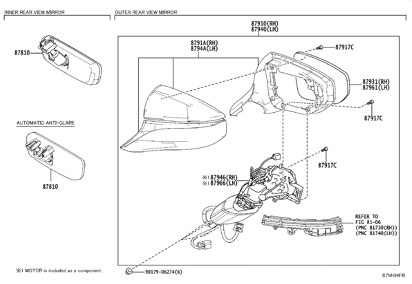 87931-76490 OUTER MIRROR, RH product image