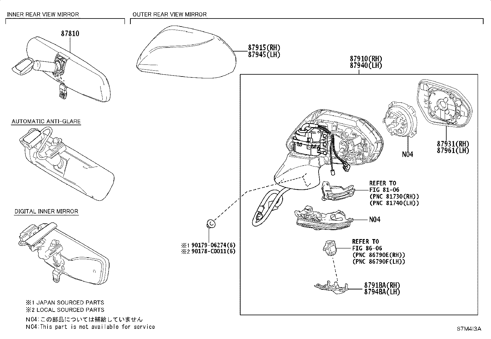 87810-06260 MIRROR ASSY, INNER REAR VIEW product image