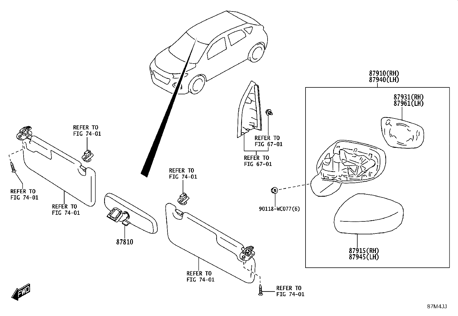 87931-WC012 OUTER MIRROR, RH product image