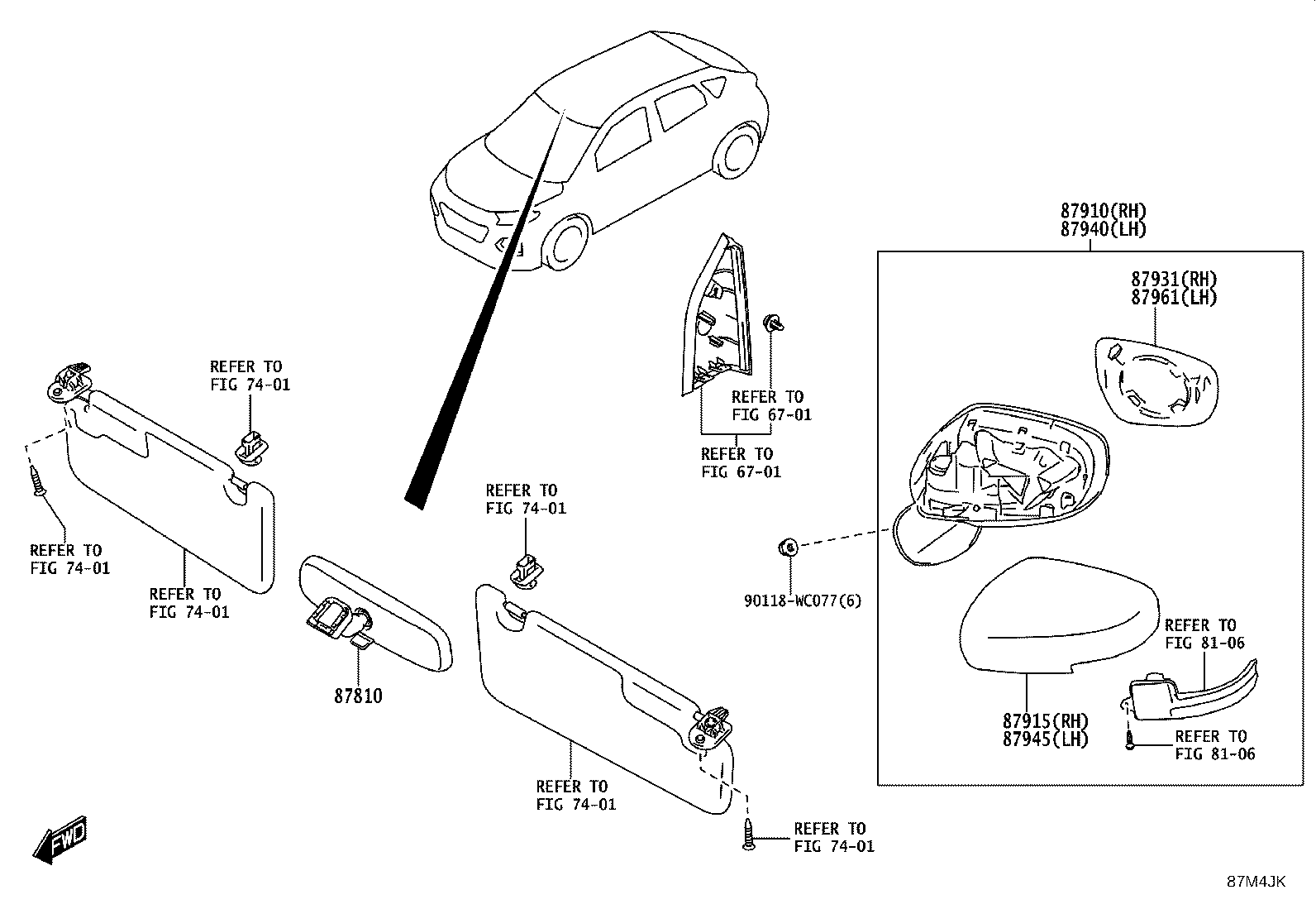 87931-WC012 OUTER MIRROR, RH product image
