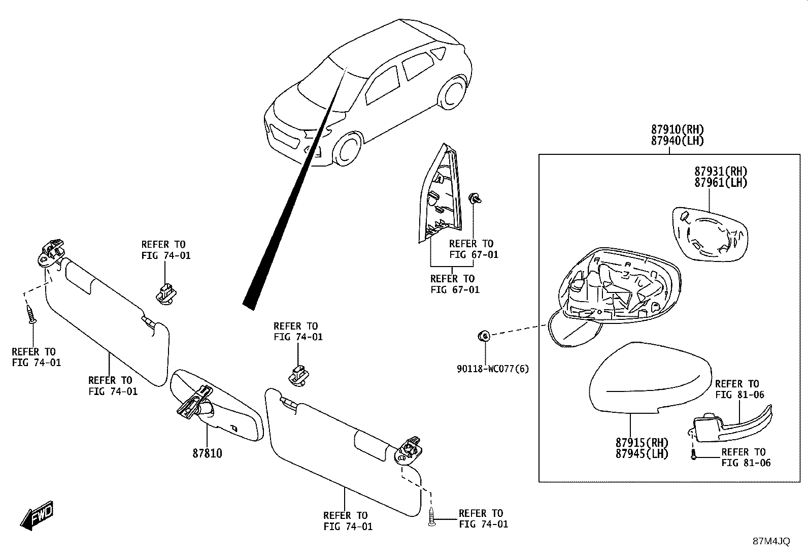 87915-WC082 COVER, OUTER MIRROR, RH product image