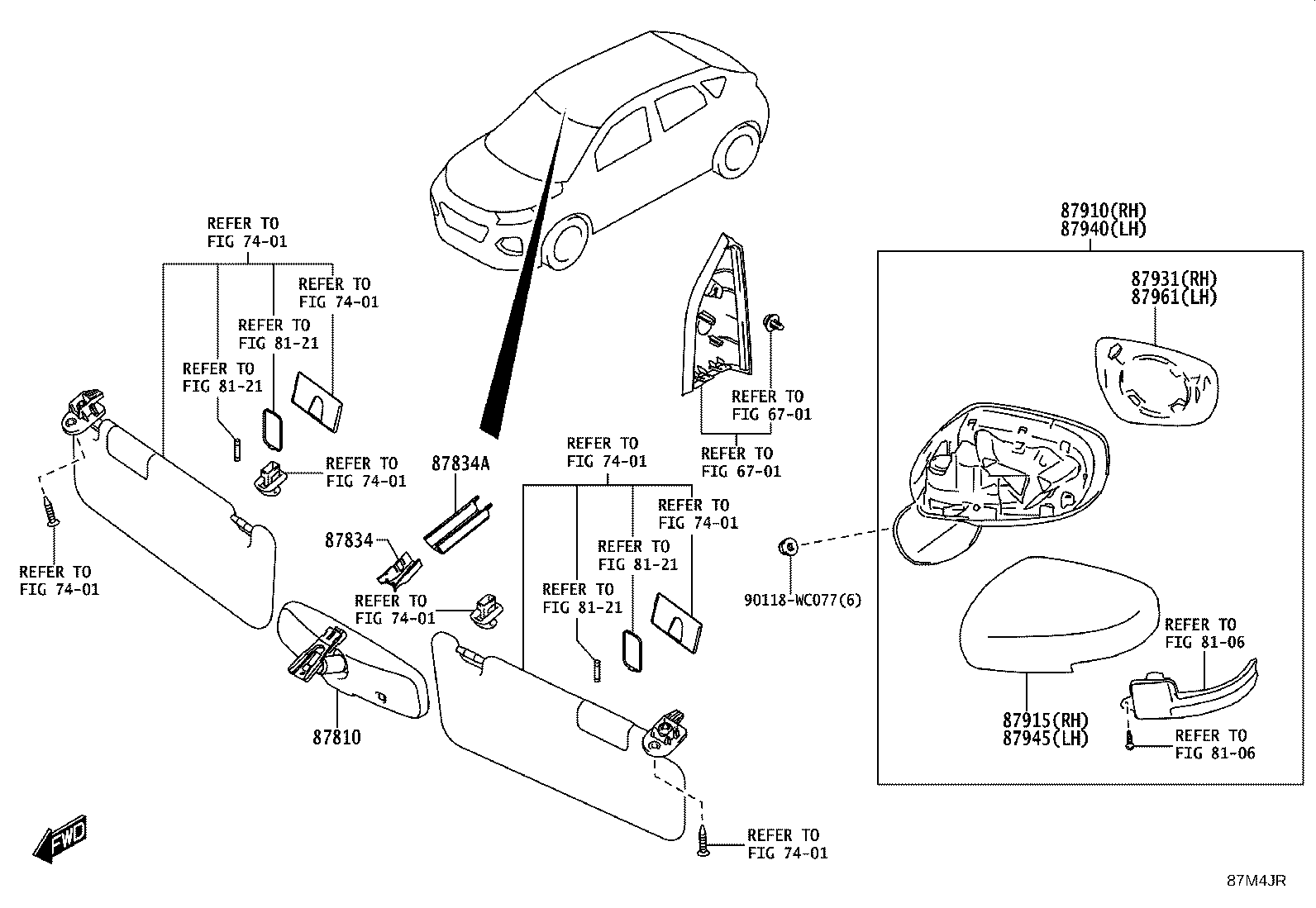 87915-WC082 COVER, OUTER MIRROR, RH product image