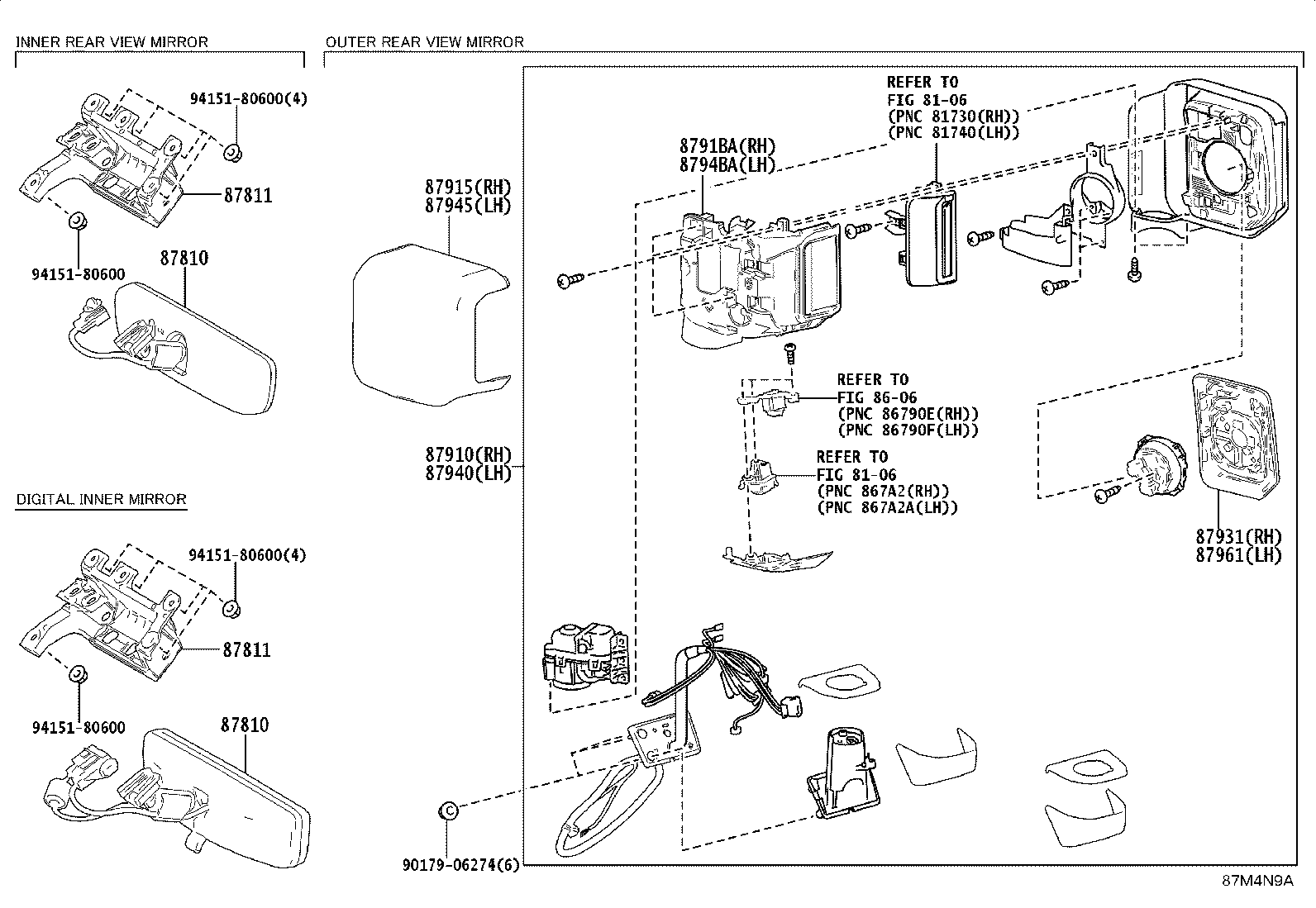 87902-0G010 OUTER MIRROR, RH product image