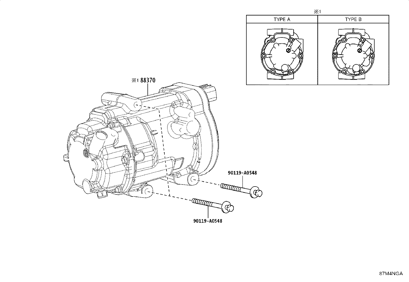 Toyota 88370-0E040 COMPRESSOR ASSY, W/MOTOR