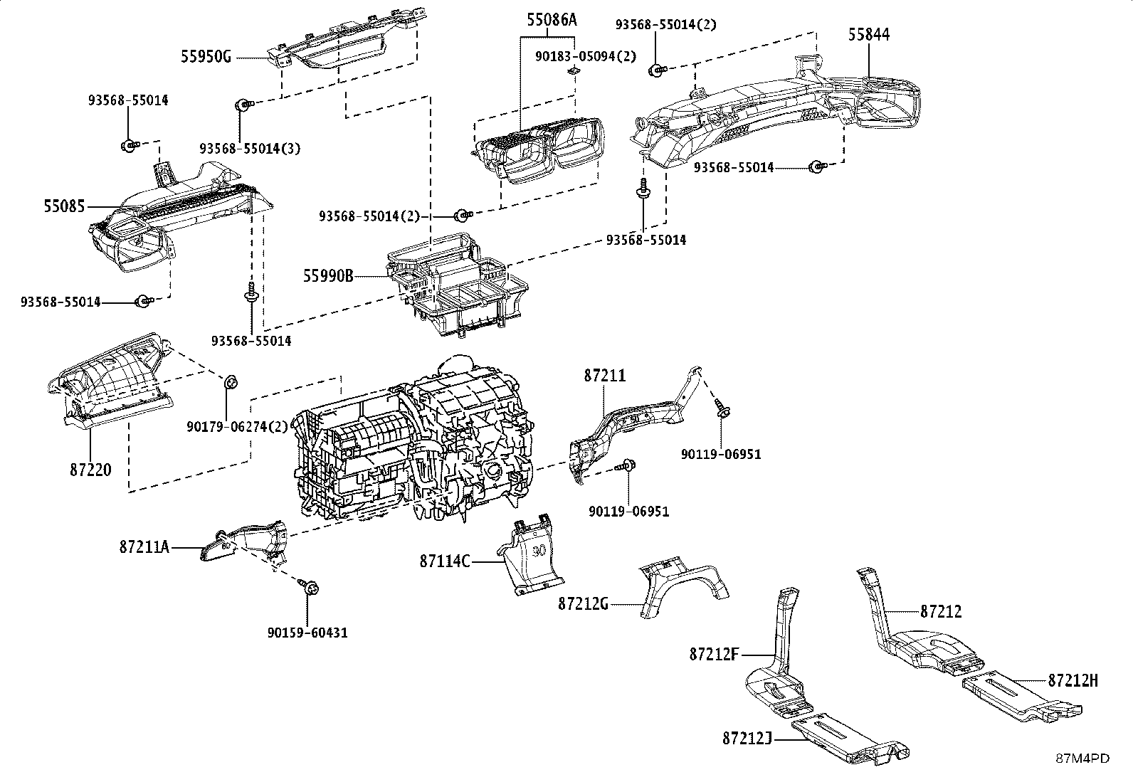 87213-52140 DUCT, AIR, REAR NO.2 product image