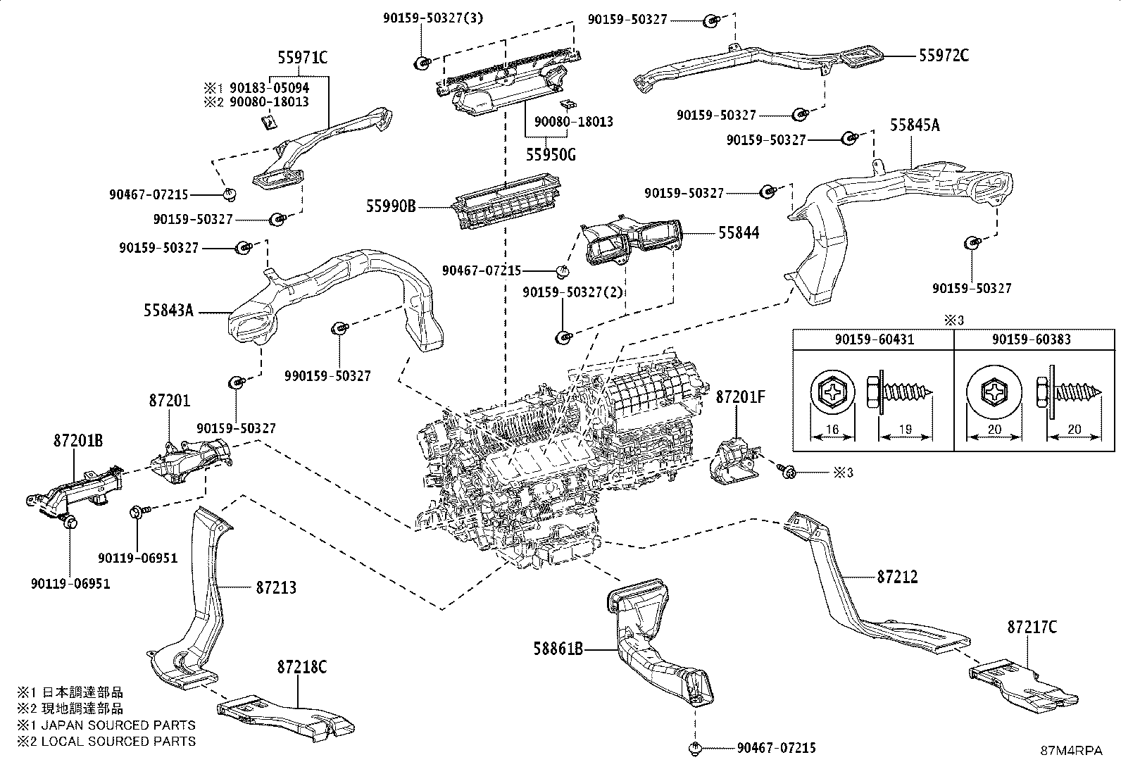 Toyota 55844-35110 DUCT, HEATER TO REGISTER, NO.2
