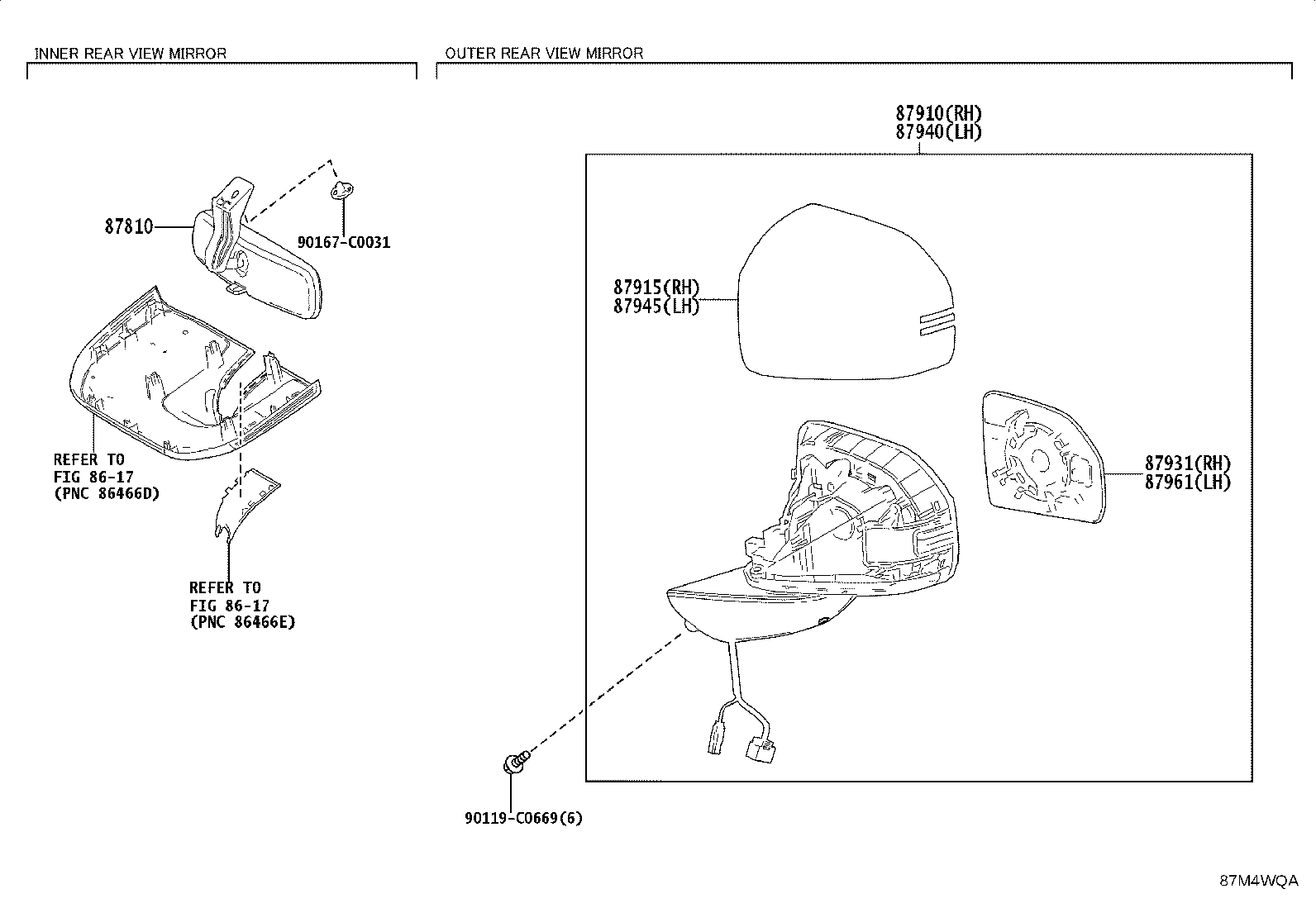 87810-YL030 MIRROR ASSY, INNER REAR VIEW product image